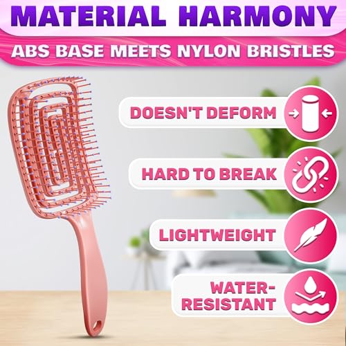 Vented Hair Brush for Blow Drying - Pink Hair Detangler Brush, Lightweight and Ergonomic, Convenient Size, Suitable for All Curl Types (Includes Wigs), Great for Home and Travel Use for Quick Styling - color: 1 Pc Pink Hair Detangler Brush