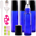 inice 4 Pack Essential Oil Roller Bottles 10ml Cobalt Blue Glass Bottles Stainless Steel Roll On Ball Applicator for Daily Care - color: 4 PACK Cobalt Blue Roller Bottles