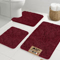 GORILLA GRIP Bathroom Rug Sets 3 Piece, Bath Mat Set and Oval Toilet Base with Rubber Backing, Plush Absorbent Shaggy Chenille Washable Mats, Includes 24x19.5, 24x17 and 30x20 Inch Rugs, Burgundy - color: Burgundy, style: 24"x19.5" + 24"x17" + 30"x20" - 3