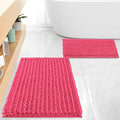 FLOLEOPA Luxury Chenille Hot Pink Bathroom Rugs Bath Mats Sets, Extra Soft and Absorbent Bathroom Rugs Non Skid Machine Wash Dry Bath Mats（32"x20" Plus 17"x24"） - color: Hot Pink, size: 32"x20" Plus 17"x24"