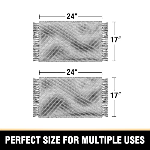H.VERSAILTEX Waffle Bath Mat Super Absorbent Boho Bath Mat Non Slip Bath Rugs for Bathroom Floor Machine Washable Dry Fast Bathroom Rugs with Tassels (17 x 24 Plus 17 x 24 Inches, Dove) - color: Dove, size: 17" x 24" Plus 17" x 24"