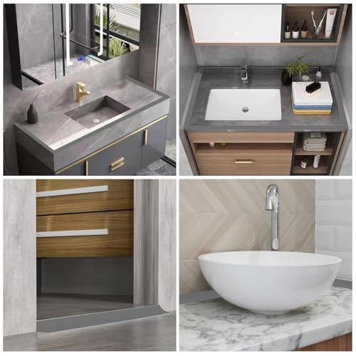 39 Inch Shower Threshold Water Dam, Silicone Barrier Shower Door Bottom Seal Strip, Self Adhesive Waterproof Barrier, for Kitchen Countertop Sink, Cooktop, Bathroom（Grey） - color: Gray, style: 39 in