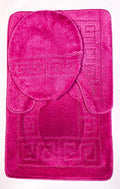 WPM WORLD PRODUCTS MART 3 Piece Bath Rug Set Pattern Bathroom Rug (20"x32")/Large Contour Mat (20"x20") with Lid Cover (Hot Pink) - color: Hot Pink