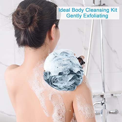 AmazerBath Bath Shower Loofah Sponge 75g/PCS Bath Sponges for Men Exfoliating - Set of 4 Indigo, Large - style: Indigo