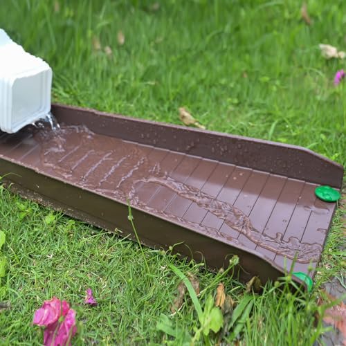 2 Pack Gutter Downspout Extensions, Rain Gutter Downspout Splash Block,Drain Water Downspout Diverter, Gutter Splash Guards for Rainwater Drainage,16.3Inch (Brown) - color: Brown