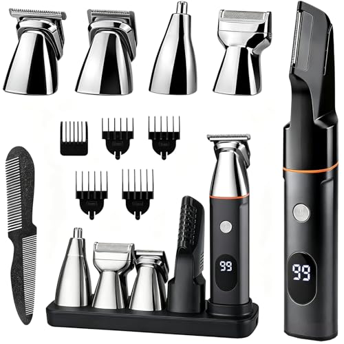 Suttik Manscape Body & Pubic Hair Trimmer for Men, No-Nick Groin & Ball Shaver, Electric Mens Grooming Kits Beard Trimmer, Body Groomer with LED Display, Waterproof