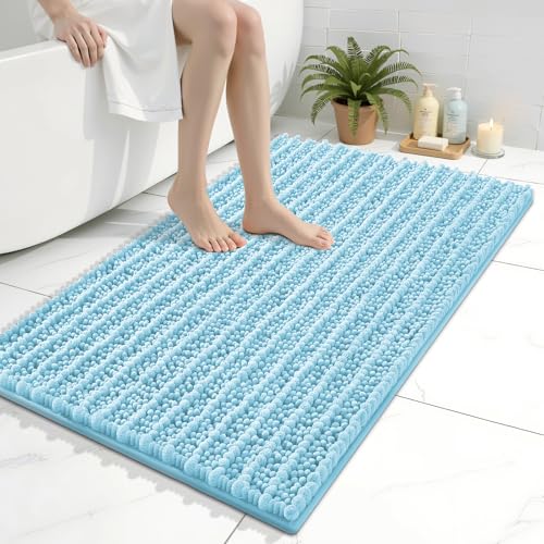 Arotive Luxury Bathroom Rugs 36x24, Extra Soft Thick Absorbent Shaggy Chenille Bath Rugs, Machine Wash Dry, Bath Mats for Bathroom Floor, Tub and Shower, Home Decor Accessories, Blue - color: Blue, size: 36" X 24"