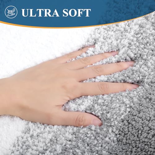 Bsmathom Bathroom Rugs Sets 3 Piece, Non-Slip Absorbent Bath Mats, Plush Shaggy Microfiber Bath Rug with U-Shaped Contour Toilet Mat Machine Washable, Light Grey - color: Light Grey, size: 18"x26"+18"x48"+U Shape 20"x24"