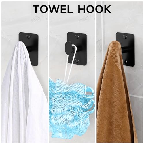 KLJKPA Black Bathroom Accessories Set, 4-Piece Bathroom Hardware Set | 16 inch Towel Bar, Towel Racks for Bathroom, Robe Towel Hooks, Toilet Paper Holder Wall Mounted - color: Black (4 Piece), size: 16 inch