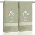 SmoothNovelty 2 Pcs Daisy Flower Hand Towels Gray Green Bathroom Decor 14x29 Inch Embroidered 100% Cotton Soft Absorbent Spring Summer Decorative Hand Towels for Bathroom Kitchen - style: Daisy