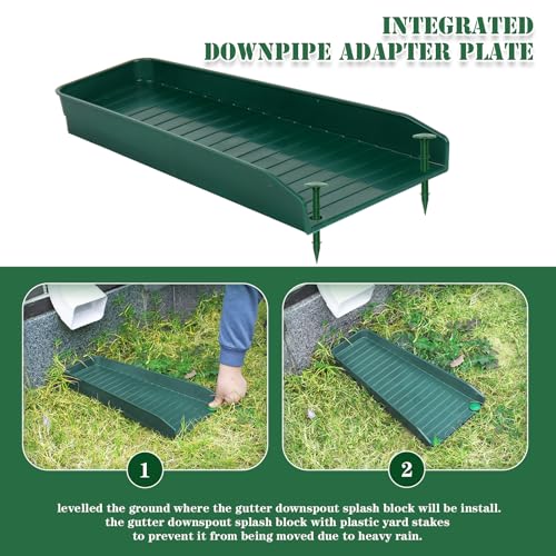 Gutter Downspout Extensions, Rain Gutter Downspout Splash Block,Drain Water Downspout Diverter, Gutter Splash Guards for Rainwater Drainage,16.3Inch (Green-4 Pack) - color: Green-4 Pack