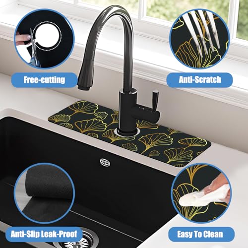 Faucet Drying Absorbing Mat, 15.5"X5.5" Faucet Drying Mat Ginkgo Leaves - size: 15.5" x 5.5"