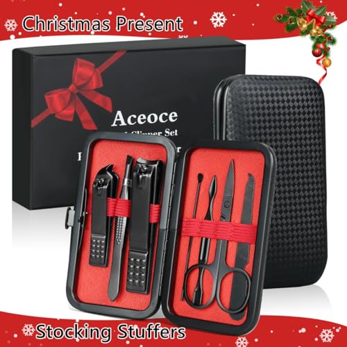 Manicure Set Men Finger and Toe Nail Clippers Set Professional Manicure Pedicure Kit with Travel Case Personal Care Tools Accessories Nail Grooming Kit Gifts for Men Women Father Mother - color: Black and Red