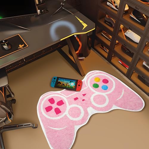 Gaming Bath Mat, Gamer Bath Rugs Non-Slip Absorbent PlayStation Rug Video Game Rug for Bathroom Floor Tub Kids Bathroom Rugs - color: Pink