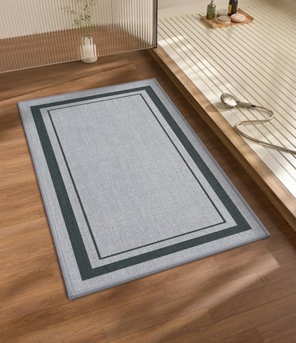 chakme Bathroom Rugs Mat 32x17, Ultra Thin Non Slip Bath Mat Quick Dry Absorbent Bath Mat for Bathroom, (Light Grey, 32"x17") - color: Light Grey, size: Medium (32" x 17")