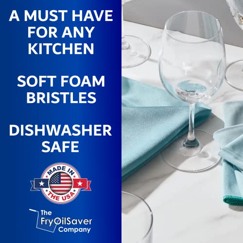 Set of 3 Glassware Cleaning Brush Kit - Non-Scratch, Foam Wine Glass Cleaning Brush Set for Glassware, Decanter, Mug, Stemware - for Home, Restaurant, Bar, Hotel - by FryOilSaver Co. - size: Set of 3
