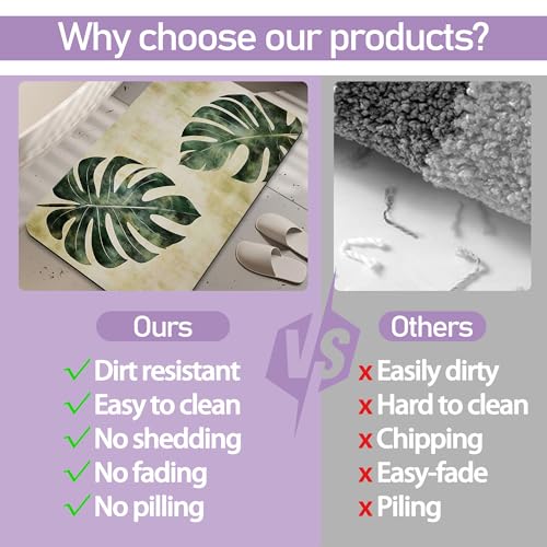 Tropical Leaves Bathroom Rugs, Fast-Absorbing Bath Mat, Quick-Dry Non-Slip Thin Rug for Bathroom Floor Kitchen 17"x30" - color: Tropical Leaves