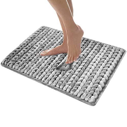 MICRODRY - SoftLux Braided Bath Mats for Bathroom, Super Absorbent Bath Mat, Memory Foam Bathroom Rugs with GripTex Skid-Resistant Base, Pilling-Resistant, 17 x 24 Inches, Light Grey - color: Light Grey, size: 1'5" x 2' (Rectangular)
