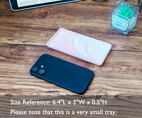 6.4" Porcelain Small Bathroom Narrow Mini Tray - Pink | Tiny Ceramic Countertop & Little Vanity Tray for Cosmetics, Perfume, Jewelry, Candle - Kitchen Counter & Soap Tray - color: Pink, size: 6.4" x 3" x 0.5"