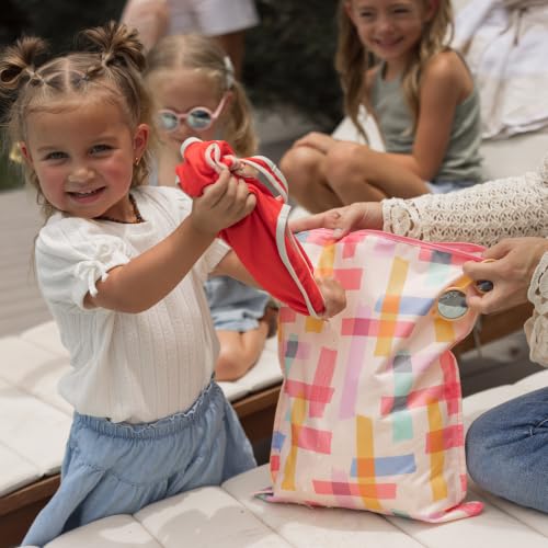 Tiny Twinkle Mess Proof Wet Bags | 2-Pack Reusable Waterproof Wet Bags for Swimsuits | Baby Clothes | Travel & Diaper Bag (Daisies,Playful) - color: Daisies,Playful, size: 2 Pack