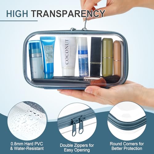 Hoolerry 4 Pcs Hard Clear Zipper Case Makeup Bags Plastic Zipper Pouch Transparent Storage Box Containers for Cosmetics, Snacks, Building Blocks, Puzzles(Clear,7.5 x 3.9 x 2 in,Morandi) - color: Morandi, size: 7.5 x 3.9 x 2 in