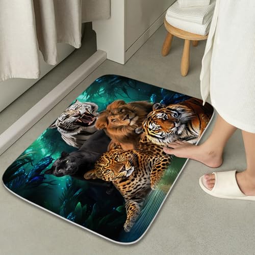 Tiger Leopard Lion Animals Bath Rugs Non Slip Shower Mat Western Nature Rustic Bathroom Decor Door Rug (16x24 inches Colorful) - color: Multi Color 10, size: 2' x 1'4" (Rectangular)
