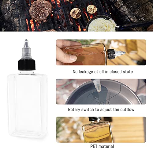 LELE LIFE 4Pcs Small Oil Dispenser Bottle for Camping, 3.4oz Leak-Proof Squeeze Condiment Bottle with Twist Top Cap, Liquid Condiment Container Dispensing Bottles for Oil Soy Sauce Vinegar - color: 4Pcs