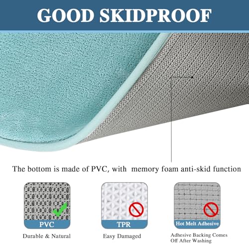 H.VERSAILTEX Bath Mat Set Flannel Velvety Luxury Extra Soft Absorbent Non Slip Bathroom/Bedroom Rugs (Curved Set 20"x 32" Plus 20"x 20"U, Eggshell Blue) - color: Eggshell Blue, size: 20" x 32" Plus 20" x 20" U