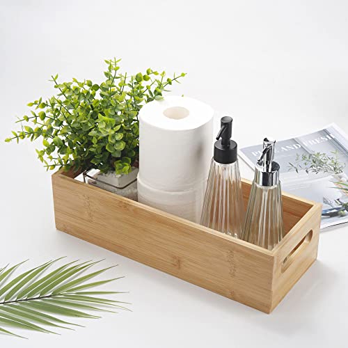Toilet Tank Paper Basket for Back of Tank Top, Bamboo Bathroom Storage for Organizing (15 x 6 x 4 inch) - size: 15" x 6" x 4"