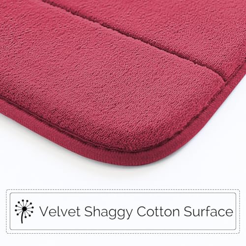 Bathroom Rugs Sets 3 Piece Memory Foam Bath Mat, Soft Shower Mat for Bath,Water Absorb,Machine Washable Bath Rugs with Non-Slip,Red - color: Red