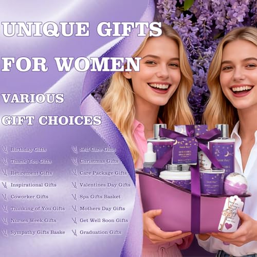 Spa Gift Basket Bath Spa Kit Spa Gifts for Women, Bath and Body Baskets Set | 10pc Self Care Kit Lavender Scent Birthday Gifts Skin Care Set, Christmas Gifts, Beauty kits Bridal Shower Self-care Home Spa