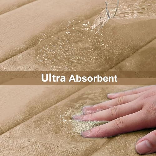 Buganda Memory Foam Bath Mat, 35.4" x 24", Ultra Soft Bathroom Rugs, Water Absorbent and Machine Washable Bath Rug Runner for Bathroom, Shower, and Tub, Camel - color: Camel, size: 35.4" X 24"