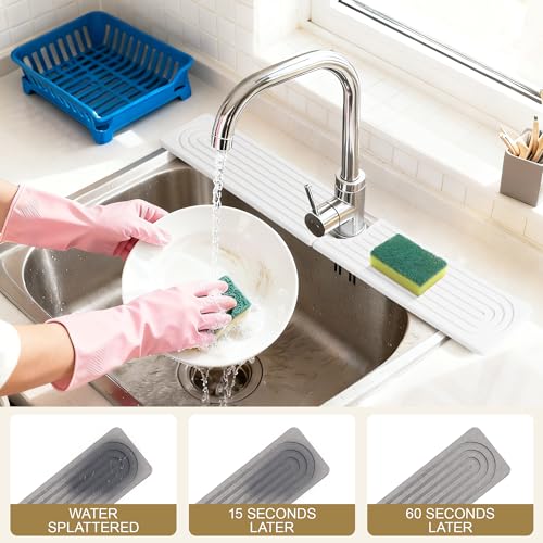 15.7"*3.9" Water absorbing Instant Dry Stone Sink faucet mat (white) | Medium size, Natural Diatomaceous earth made stone, super absorbent and chemicals free. - color: white small size