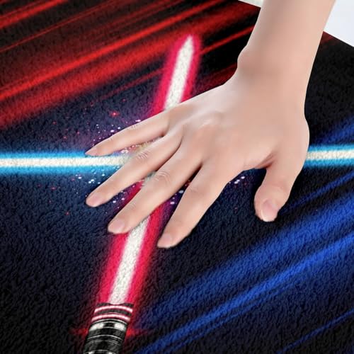 Neon Light Light Up Sword Bathroom Rug Geometric Red Blue Abstract Ombre Non Slip Bath Mat Kids Boys Adult Video Games Shaggy Absorbent Floor Mat Fashion Black Bath Indoor Doormat Decor,16"x24" - color: Lightsaber 04, size: 16" x 24"