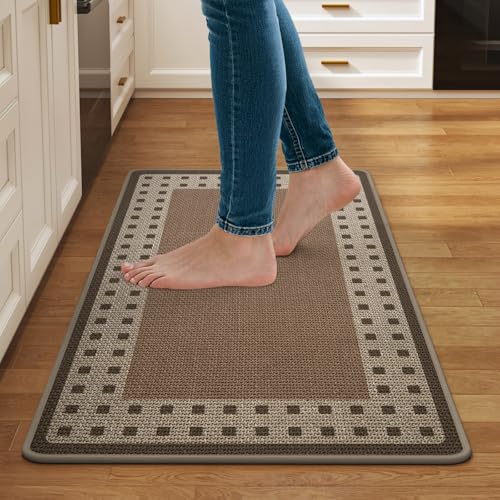 Kitchen Mats for Floor, 17''x30'' Washable Absorbent Kitchen Mat Non Slip, Braided Kitchen Runner Rug, Kitchen Sink Rug, Brown - color: B Graphic Brown, size: 17''x30''