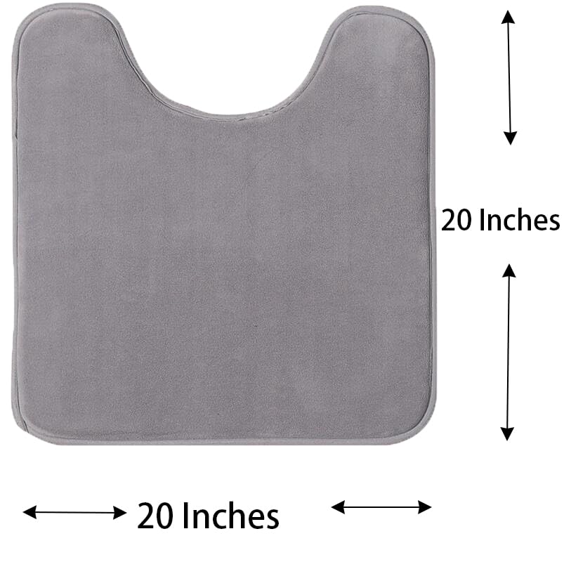 Madeals Velvet Toilet Lid Cover and Tank Lid Cover with Toilet Mat Memory Foam 3 Piece Toilet U Shaped Mat Set Grey - color: Grey