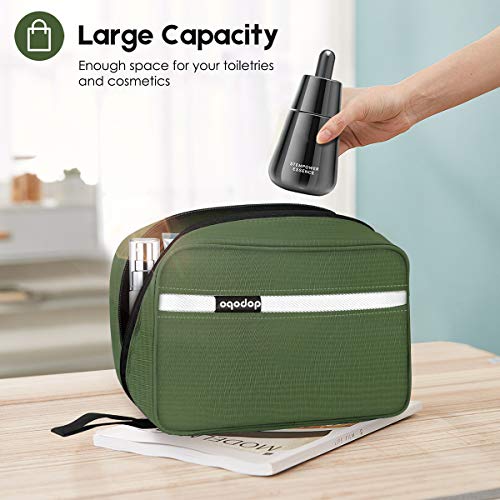 Travel Toiletry Bag for Women, Dopp Kit for Men, Waterproof Makeup Bag Shaving Bag with Hanging Hook, Portable Toiletry Organizer for Traveling and Camping - color: army green