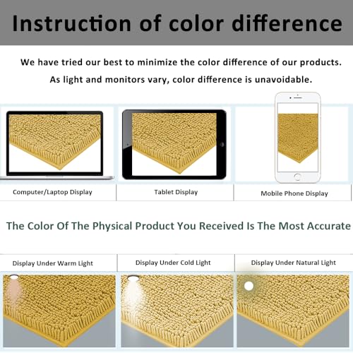 Bathroom Rugs Sets 2 Piece Extra Soft Chenille Bathroom Mats Non Slip Bath Mat Set,Absorbent Shaggy Rugs Perfect Plush Bath Rugs with U-Shaped Toilet Rug,Bathrom Carpets for Bathroom Gold - color: Gold, size: 32"L x 20"W + 24"L x 16"W