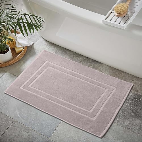 Feather & Stitch 2 Piece Towel Like Bath Mats (30x21 Inch) 100% Cotton Terry Bath Mats, Bathroom Shower Floor Mats [NOT A Bathroom Rug], Soft Absorbent Washable Mats- Taupe - color: Taupe