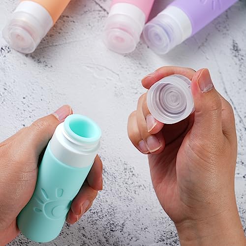 Zafit Travel Bottles for Toiletries, TSA Approved Travel Containers 3oz Leak Proof Travel Tubs Refillable Liquid Travel Accessories for Shampoo Conditioner Lotion Body Wash(Multicolored C) - color: Multicolored C
