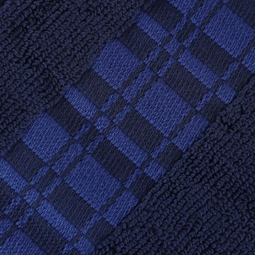 Superior 3-Piece Cotton Towel Set, Geometric Design, Dobby Border, Plush Quick Dry Towels, Decorative Bathroom, Spa, Includes 1 Bath, 1 Hand, 1 Face Towel/Washcloth, Larissa Collection, Navy Blue - color: Navy Blue, size: 3 Piece Towel Set