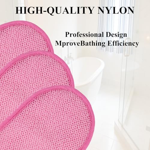 QCWN 2 Piece African Net Sponge and Exfoliating Glove Set Nylon Bath Body Scrubber Washcloth for Daily Shower Back Cleaning - style: 2Pac Pink