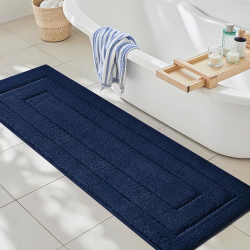 GRANNY SAYS Navy Bathroom Rugs, Bath Mats for Bathroom Non-Slip, Super Soft and Water Absorbent, Extra Large Bath Rugs Washable, Microfiber Bath Rugs for Floor, Tub and Shower, 71" x 24" - color: Deep Blue, size: 2' x 5'11" (24" x 71")