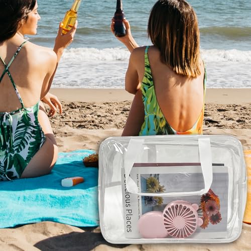Large Clear Transparent Gift Pouch Wash Travel Makeup Cosmetic Bag with Handle for Travel Bathroom Toiletry Organizer (Clear) - color: clear