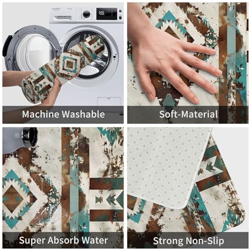 Bath Mat Cowhide Print Western Quick Dry Bathroom Rugs Non Slip Absorbent Shower Flannel Rug Floor Mat for Bathroom,Bathtub,Sink,Bedroom,16"X24" - color: Cay17
