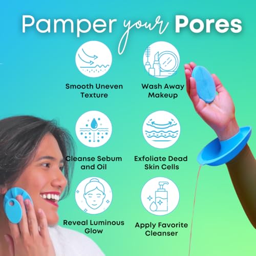 Beauty Gift Set - Silicone Spa Kit for Face & Body (Sage Green) | Includes Water Catching Wristbands, Body Scrubber, Face Buffer, & Scalp Exfoliator, Trendy Self-Care Gift for Teens & Women - color: Sage Green