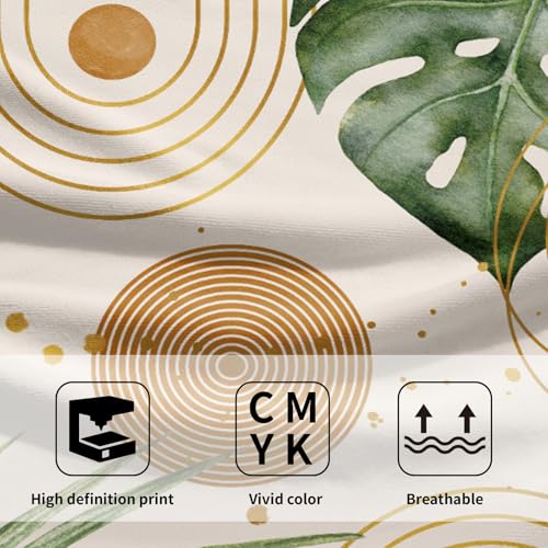 Abstract Boho Palm Leaves Hand Towels for Bathroom Set of 2 Vintage Bohemian Green Leaves Kitchen Towel Mid Century Decorative Fingertip Towel Soft Absorbent Dish Towel for Home Guest Gym Spa 14"x28" - color: Abstract Boho Palm Leaves