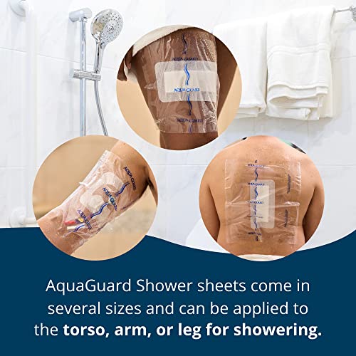 TIDI 50015-PKG AquaGuard Sheet – 9” x 9” – (Area of Coverage: 7” x 7.5”) – Shower Protection Sheet – Self-Adhesive Moisture Barrier – Wound Cover for Showering – 7 Sheets – Home Medical Supplies - size: 9" x 9", style: Package of 7 Sheets