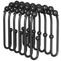 AmazerBath Shower Curtain Hooks Rings, Metal Shower Curtain Rings, Black Shower Curtain Hooks Rust Proof Double Hook Shower Hooks for Shower Curtain and Liner, Shower Rod Hooks Bathroom 12Pcs - color: Matte Black, style: Modern