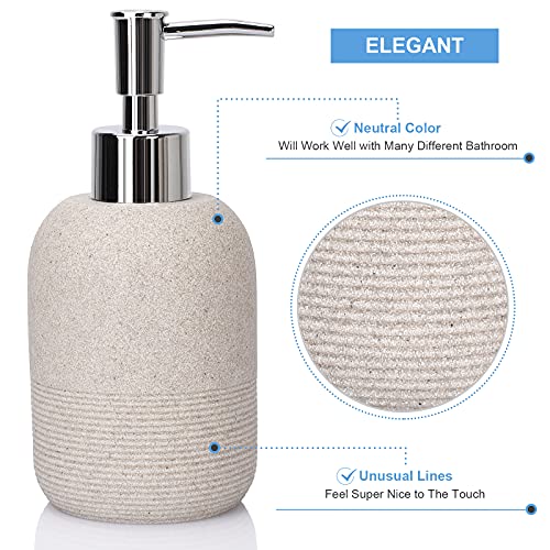 L'ARL GMVOI Bathroom Accessory Set,4 Piece Bathroom Decor Accessories Sets with Lotion Soap Dispenser,Toothbrush Holder,Bathroom Tumbler,Soap Dish for Bathroom Vanity Countertop Accessories,Beige - color: Beige